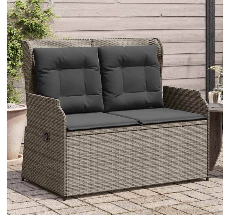 vidaXL Gartenbank, Gartenbank Verstellbar mit Kissen Grau Poly Rattan vidaXL Gartenbank, Gartenbank Verstellbar mit Kissen Grau Poly Rattan von vidaXL