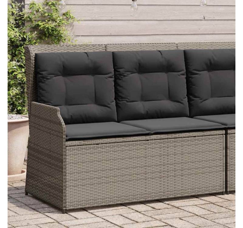 vidaXL Gartenbank, Gartenbank Verstellbar mit Kissen Grau Poly Rattan vidaXL Gartenbank, Gartenbank Verstellbar mit Kissen Grau Poly Rattan von vidaXL