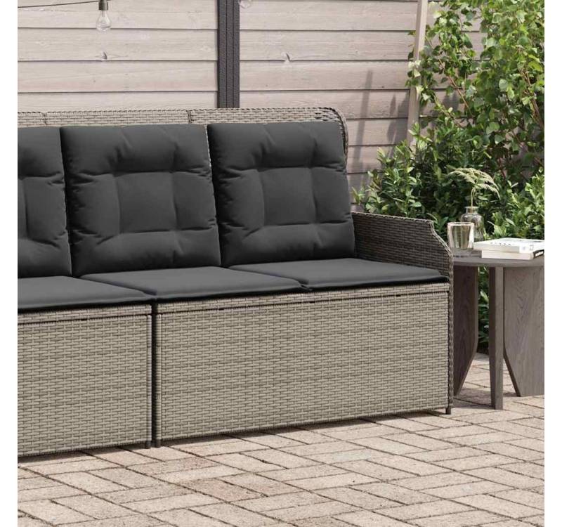 vidaXL Gartenbank, Gartenbank Verstellbar mit Kissen Grau Poly Rattan vidaXL Gartenbank, Gartenbank Verstellbar mit Kissen Grau Poly Rattan von vidaXL