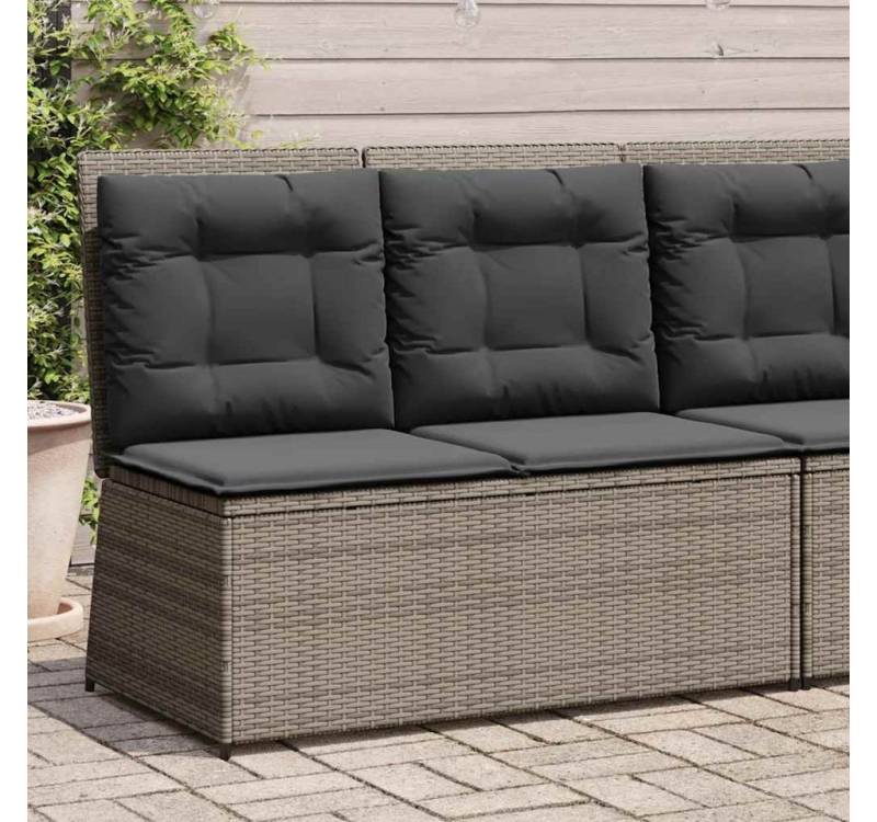 vidaXL Gartenbank, Gartenbank Verstellbar mit Kissen Grau Poly Rattan vidaXL Gartenbank, Gartenbank Verstellbar mit Kissen Grau Poly Rattan von vidaXL