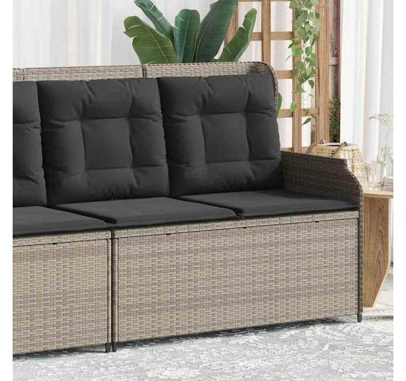 vidaXL Gartenbank, Gartenbank Verstellbar mit Kissen Hellgrau Poly Rattan vidaXL Gartenbank, Gartenbank Verstellbar mit Kissen Hellgrau Poly Rattan von vidaXL