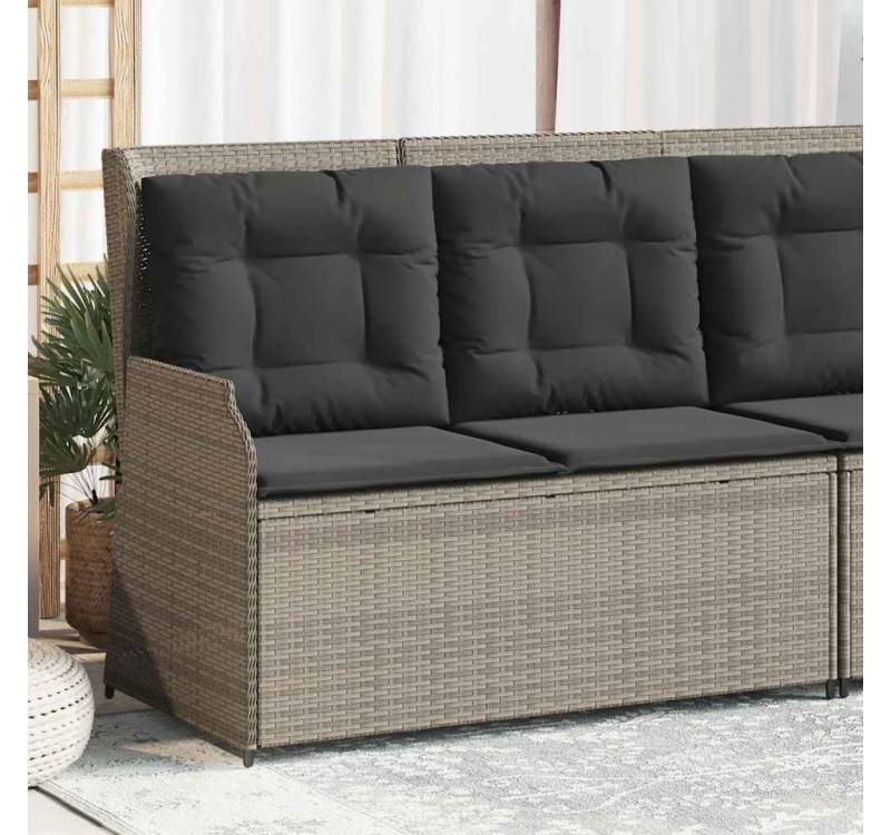 vidaXL Gartenbank, Gartenbank Verstellbar mit Kissen Hellgrau Poly Rattan vidaXL Gartenbank, Gartenbank Verstellbar mit Kissen Hellgrau Poly Rattan von vidaXL