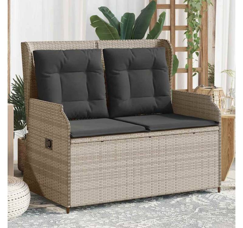 vidaXL Gartenbank, Gartenbank Verstellbar mit Kissen Hellgrau Poly Rattan vidaXL Gartenbank, Gartenbank Verstellbar mit Kissen Hellgrau Poly Rattan von vidaXL