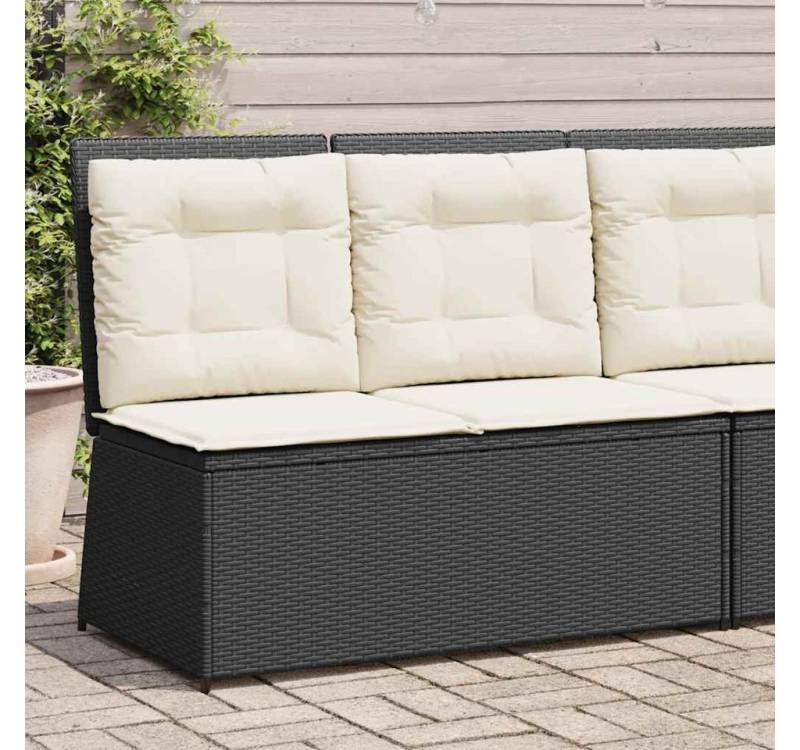 vidaXL Gartenbank, Gartenbank Verstellbar mit Kissen Schwarz Poly Rattan von vidaXL