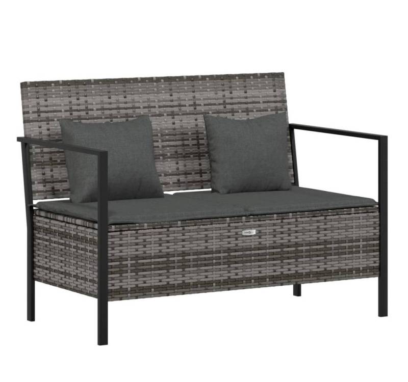 vidaXL Gartenbank, Outdoor Bank 2-Sitzer mit Kissen Grau Poly Rattan vidaXL Gartenbank, Outdoor Bank 2-Sitzer mit Kissen Grau Poly Rattan von vidaXL