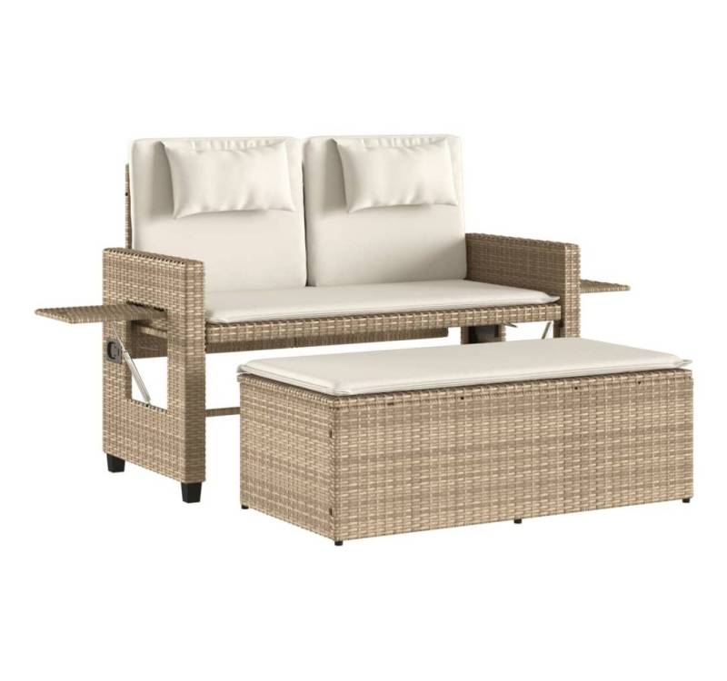 vidaXL Gartenbank, Outdoor Bank Verstellbar mit Kissen Beige Poly Rattan vidaXL Gartenbank, Outdoor Bank Verstellbar mit Kissen Beige Poly Rattan von vidaXL