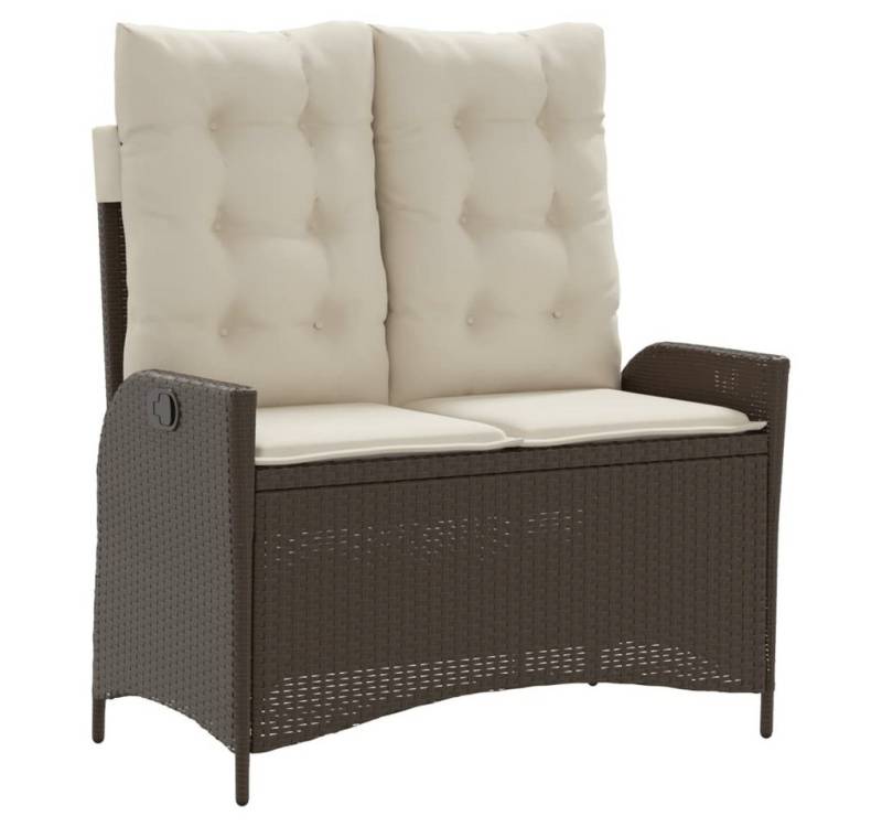 vidaXL Gartenbank, Outdoor Bank Verstellbar mit Kissen Braun Poly Rattan von vidaXL