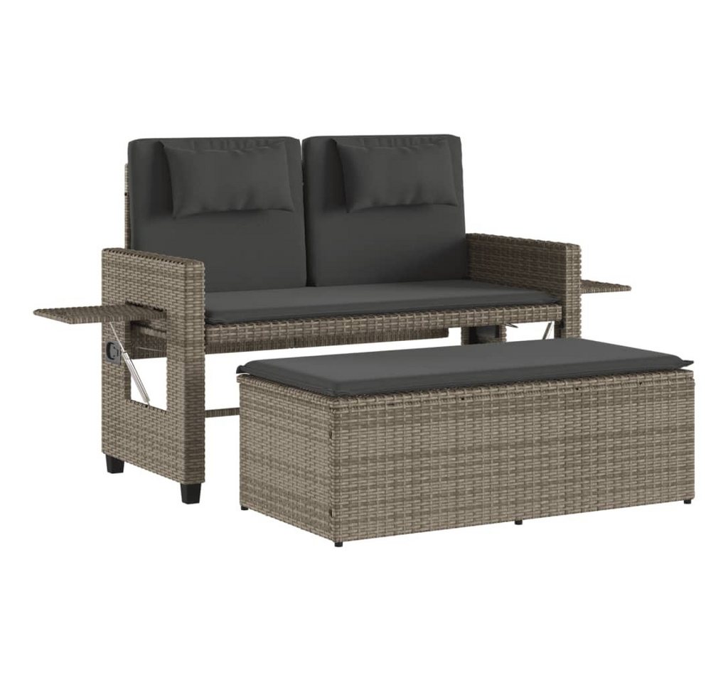 vidaXL Gartenbank, Outdoor Bank Verstellbar mit Kissen Grau Poly Rattan vidaXL Gartenbank, Outdoor Bank Verstellbar mit Kissen Grau Poly Rattan von vidaXL