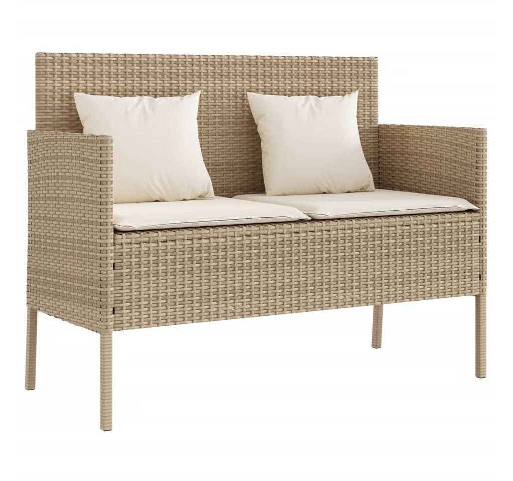 vidaXL Gartenbank, Outdoor Bank mit Kissen Beige Poly Rattan vidaXL Gartenbank, Outdoor Bank mit Kissen Beige Poly Rattan von vidaXL