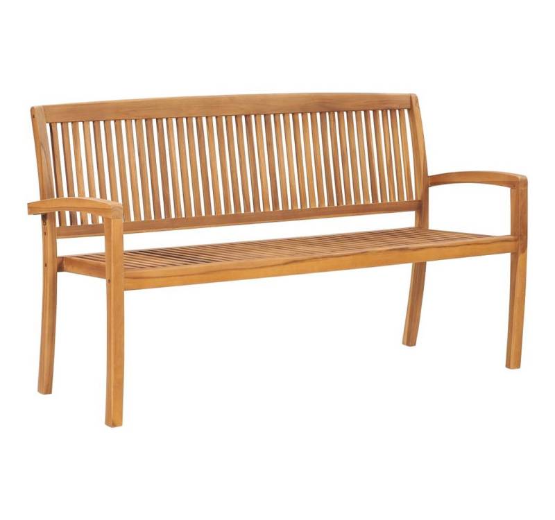 vidaXL Gartenbank, Stapelbare Outdoor Bank mit Auflage 159 cm Massivholz Teak von vidaXL