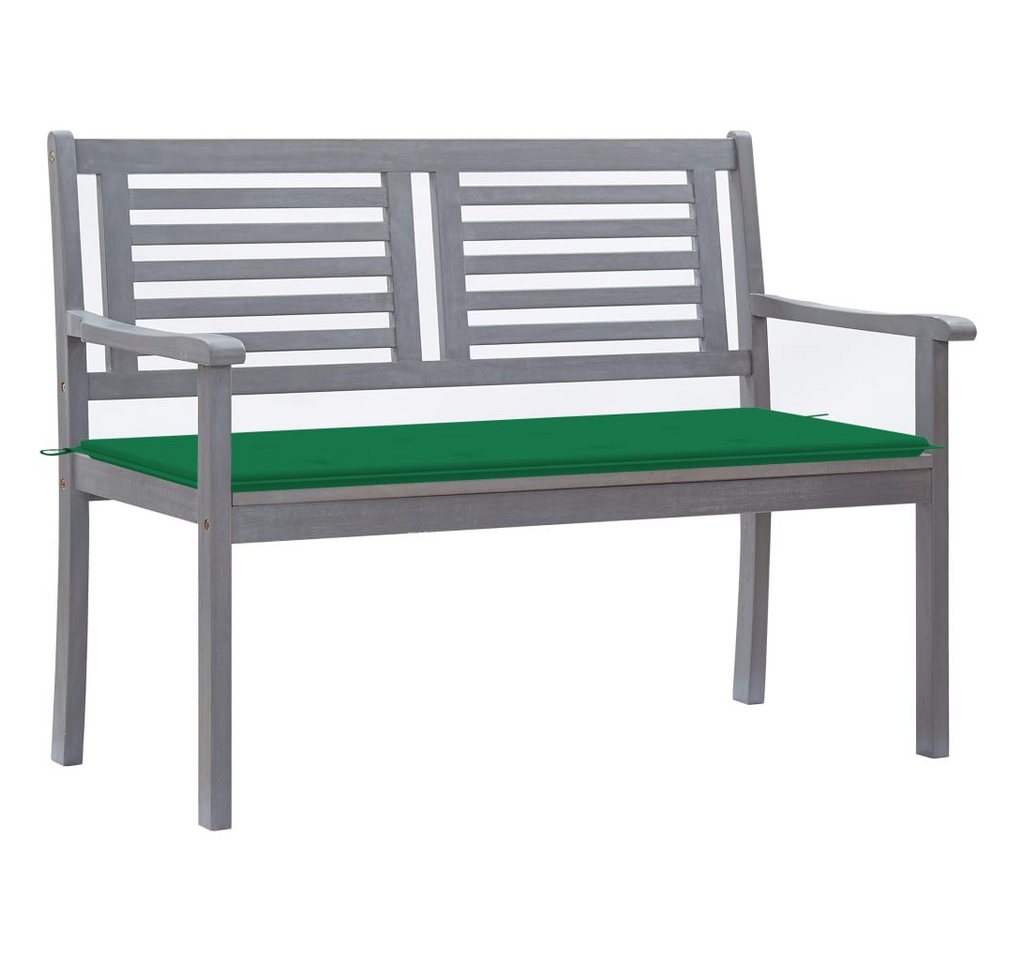 vidaXL Gartenbank 2-Sitzer-Gartenbank mit Auflage 120 cm Grau Eukalyptusholz (1-St) von vidaXL