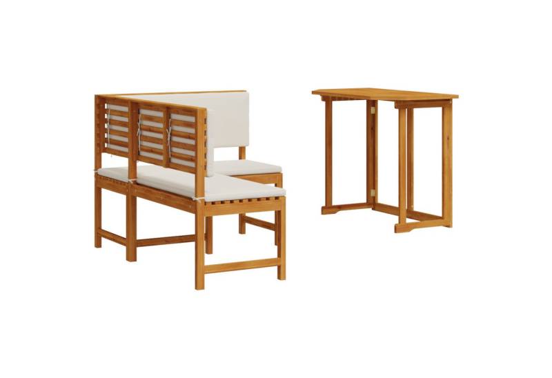 vidaXL Gartenbank 2-tlg. Garten-Essgruppe mit Kissen Massivholz (2-St) von vidaXL