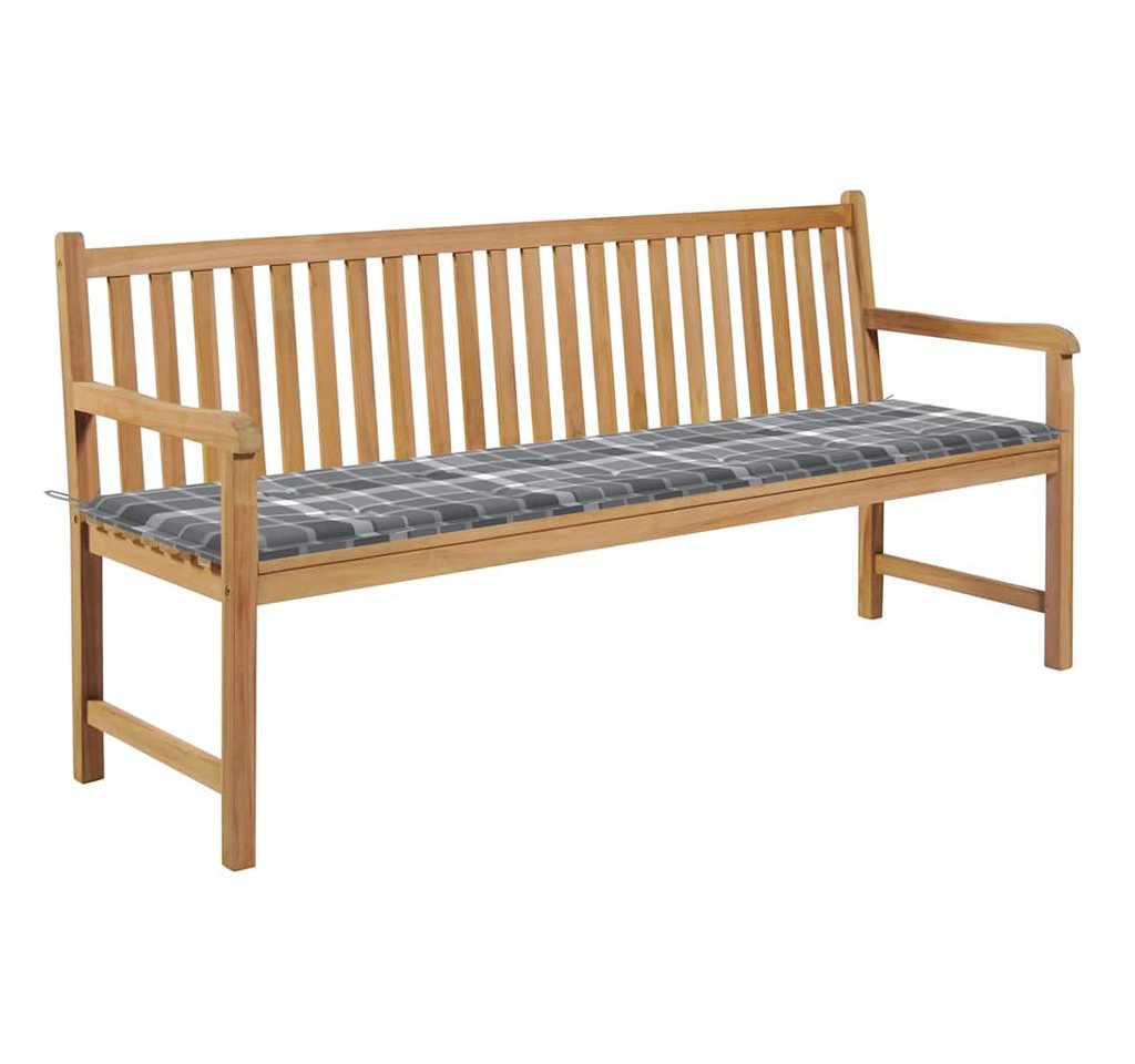 vidaXL Gartenbank Gartenbank Graue Karomuster-Auflage 175 cm Massivholz (1-St) von vidaXL