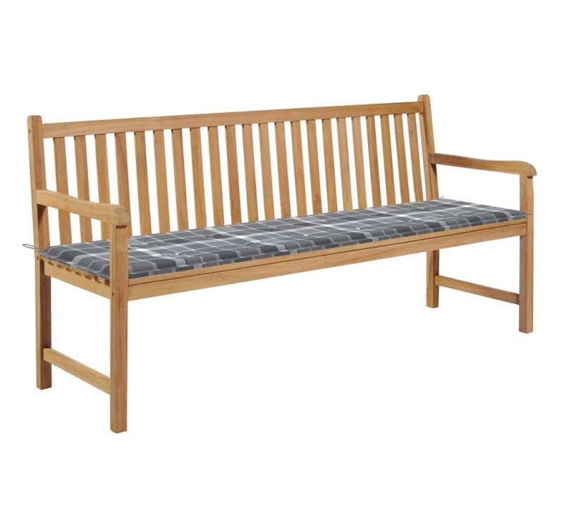 vidaXL Gartenbank Gartenbank Graue Karomuster-Auflage 175 cm Massivholz (1-St) von vidaXL