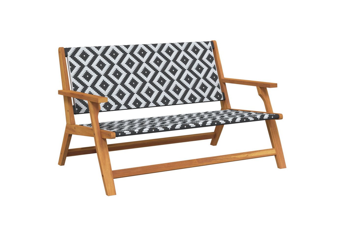vidaXL Gartenbank Gartenbank Schwarz und Weiß 122x76x73,5 cm Massivholz Akazie von vidaXL