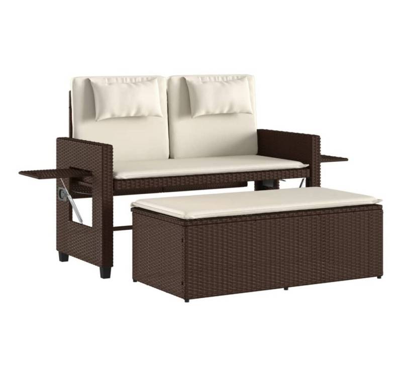 vidaXL Gartenbank Gartenbank Verstellbar mit Kissen Braun Polyrattan von vidaXL