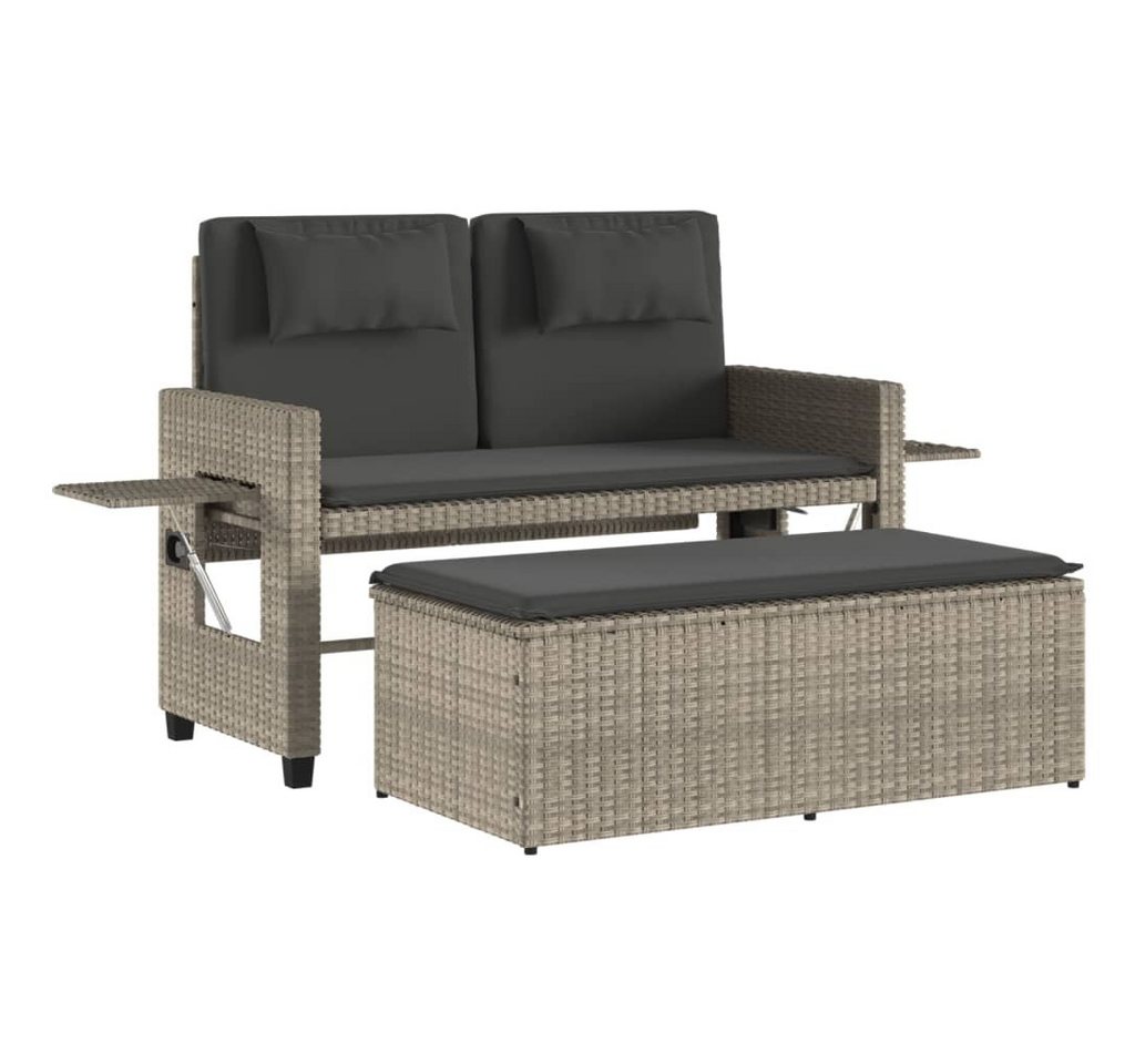vidaXL Gartenbank Gartenbank Verstellbar mit Kissen Hellgrau Polyrattan ausziehbar Außen vidaXL Gartenbank Gartenbank Verstellbar mit Kissen Hellgrau Polyrattan ausziehbar Außen von vidaXL