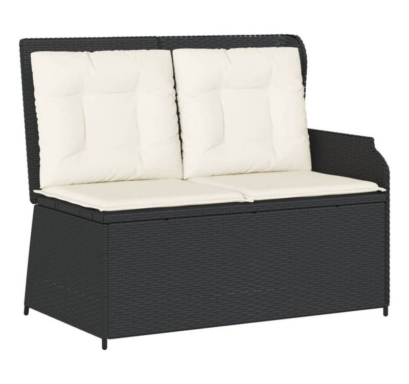 vidaXL Gartenbank Gartenbank Verstellbar mit Kissen Schwarz Polyrattan von vidaXL