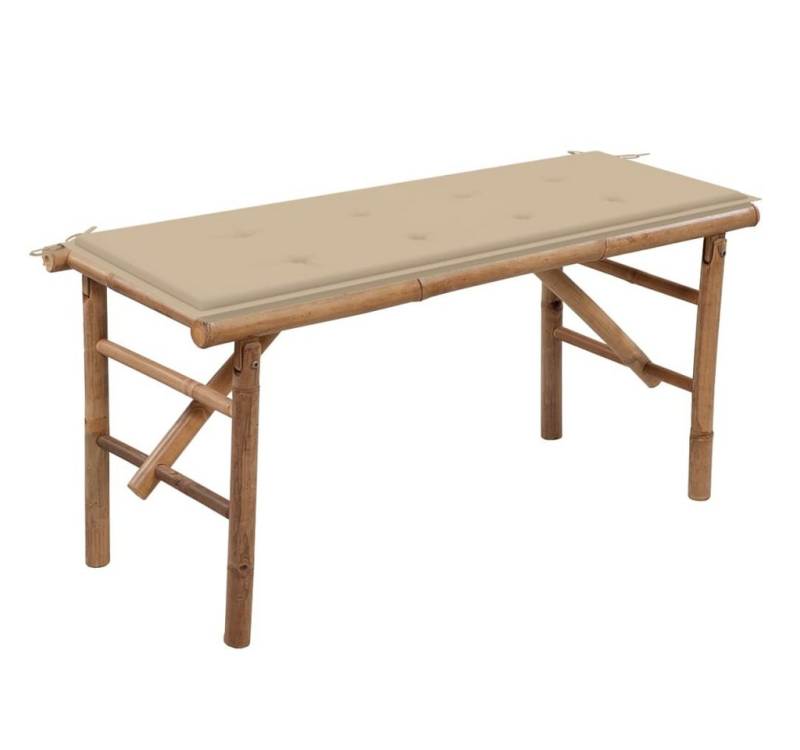 vidaXL Gartenbank Klappbare Gartenbank mit Auflage 118 cm Bambus (1-St) von vidaXL