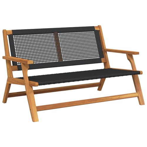 vidaXL Gartenbank Schwarz 122X78 cm Akazienholz Wetterfest Moderne Outdoor Sitzgelegenheit Patio Holz Gewebte Lösung 2-Sitzer von vidaXL