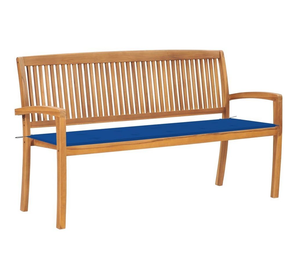 vidaXL Gartenbank Stapelbare Gartenbank mit Auflage 159 cm Massivholz Teak (1-St) von vidaXL