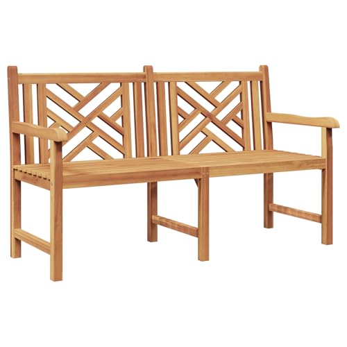 vidaXL Gartenbank für draußen – Teak Möbel, rustikaler Look, ergonomisch, wetterfest, perfekt zum Relaxen von vidaXL
