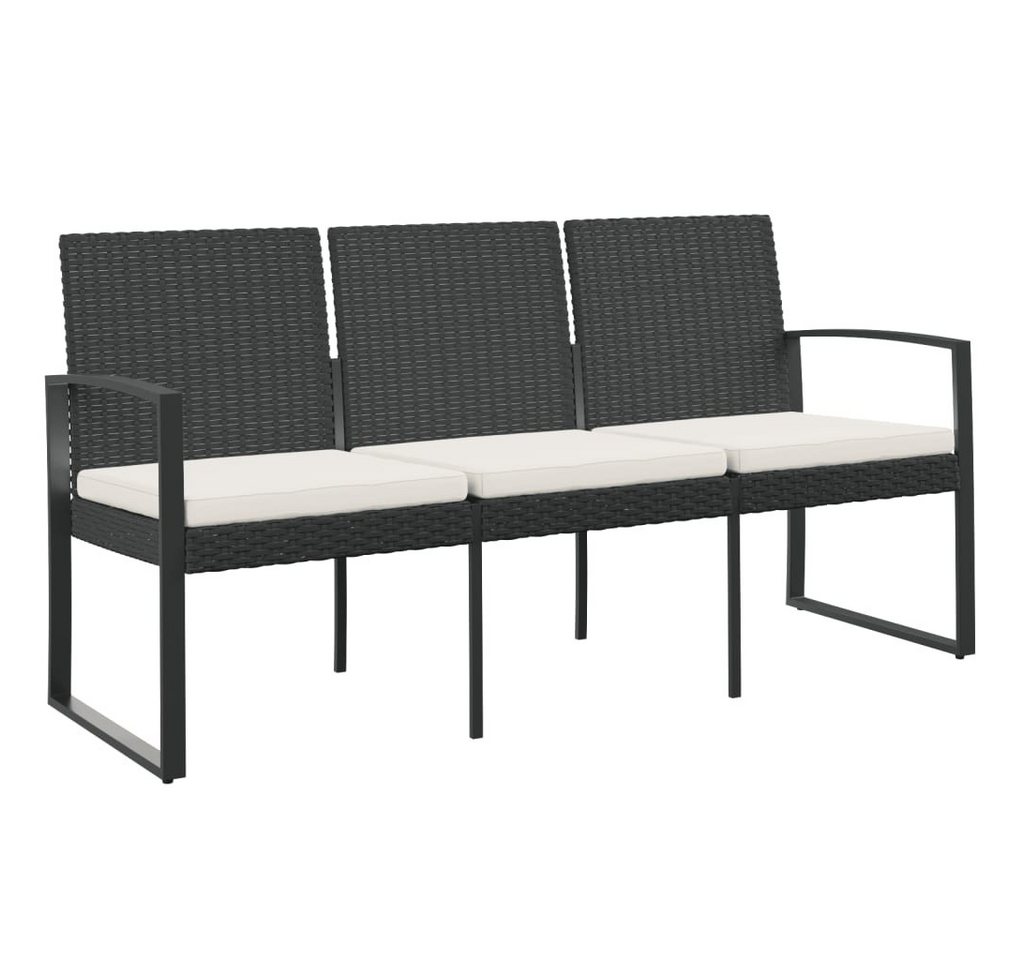 vidaXL Gartenbank, Outdoor Bank 3-Sitzer mit Kissen Schwarz PP-Rattan vidaXL Gartenbank, Outdoor Bank 3-Sitzer mit Kissen Schwarz PP-Rattan von vidaXL