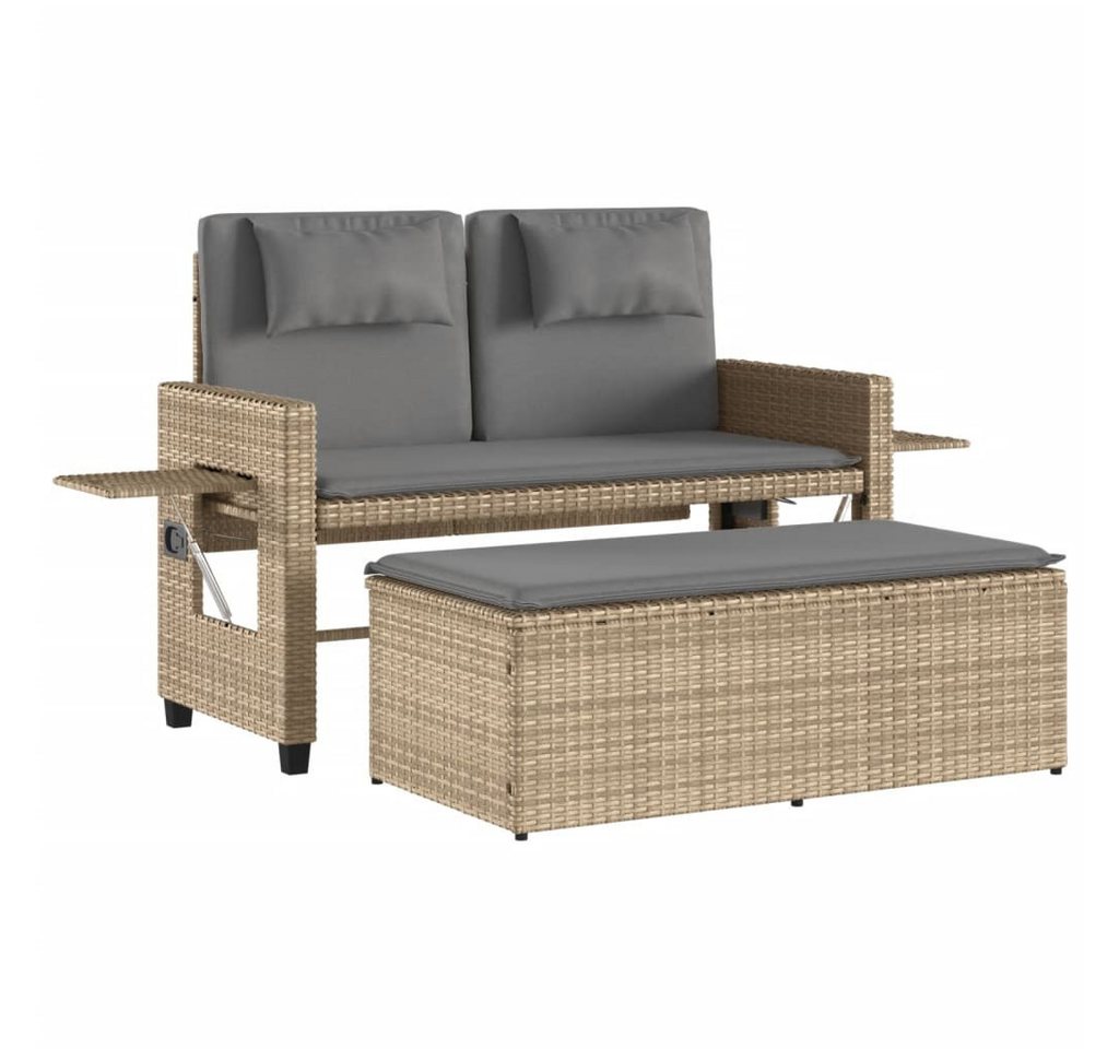 vidaXL Gartenbank, Outdoor Bank Verstellbar mit Kissen Beige Poly Rattan vidaXL Gartenbank, Outdoor Bank Verstellbar mit Kissen Beige Poly Rattan von vidaXL