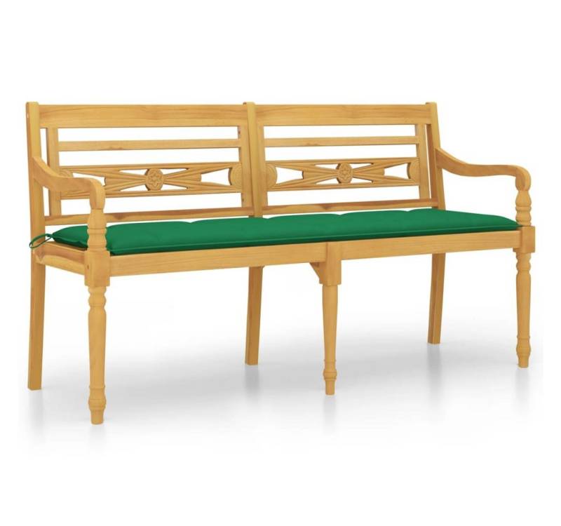 vidaXL Gartenbank, Batavia-Bank mit Grünem Kissen 150 cm Massivholz Teak vidaXL Gartenbank, Batavia-Bank mit Grünem Kissen 150 cm Massivholz Teak von vidaXL
