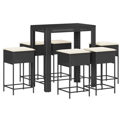 vidaXL Gartenbar Set 5-TLG., Gartenmöbel mit Kissen, Bartisch Stehtisch Barhocker Barstuhl, Theke Bar Tresen Gartentheke Sitzgruppe, Schwarz Poly Rattan vidaXL Gartenbar Set 5-TLG., Gartenmöbel mit Kissen, Bartisch Stehtisch Barhocker Barstuhl, Theke Bar Tresen Gartentheke Sitzgruppe, Schwarz Poly Rattan von vidaXL