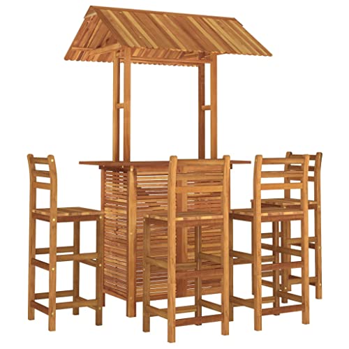 vidaXL Gartenbar Set 5-TLG. Theke Bar Tresen Gartentheke Bartisch Stehtisch Barhocker Barstuhl Gartenmöbel Gartenset Sitzgruppe Massivholz Akazie von vidaXL