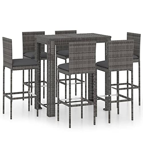 vidaXL Gartenbar Set 5-TLG. mit Kissen Theke Bar Tresen Gartentheke Bartisch Barhocker Stehtisch Barstuhl Gartenmöbel Poly Rattan Grau vidaXL Gartenbar Set 5-TLG. mit Kissen Theke Bar Tresen Gartentheke Bartisch Barhocker Stehtisch Barstuhl Gartenmöbel Poly Rattan Grau von vidaXL