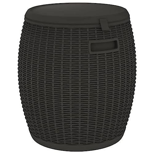 vidaXL Gartenbox, Aufbewahrungsbox Kissenbox 4-in-1 Rattan-Optik, Auflagenbox Hocker Eiskühler Beistelltisch, Schwarz Polypropylen von vidaXL