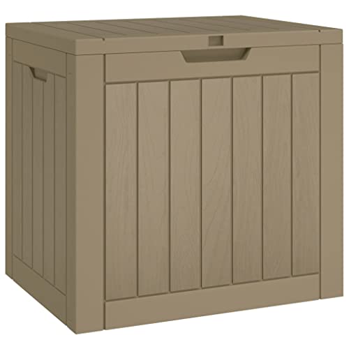 vidaXL Gartenbox, Auflagenbox mit Stauraum Holz-Optik, Kissenbox mit Deckel Griffe, Aufbewahrungsbox Beistelltisch, Hellbraun Polypropylen von vidaXL