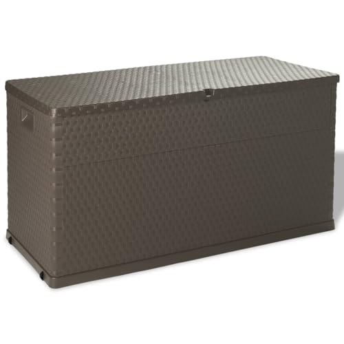 vidaXL Gartenbox Auflagenbox Kissenbox Gartentruhe Truhe Aufbewahrungsbox Garten Kissentruhe Mehrzwecktruhe Braun 120x56x63cm PP Rattan von vidaXL