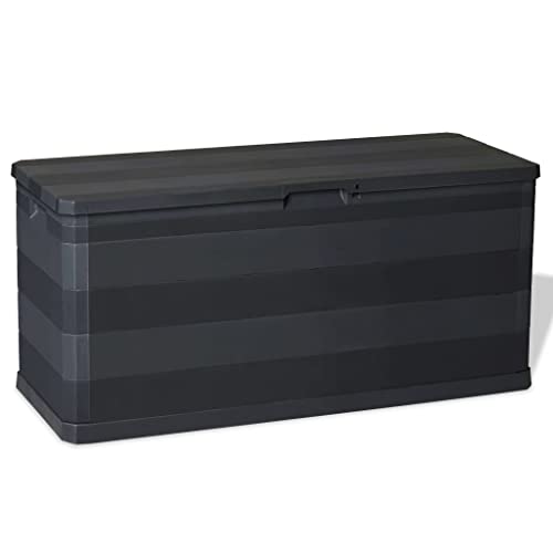 vidaXL Gartenbox Auflagenbox Kissenbox Gartentruhe Truhe Aufbewahrungsbox Garten Kissentruhe Mehrzwecktruhe Schwarz 117x45x56cm 280L von vidaXL