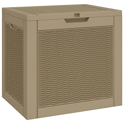 vidaXL Gartenbox, Auflagenbox mit Stauraum Rattan-Optik, Kissenbox mit Deckel Griffe, Aufbewahrungsbox Beistelltisch, Hellbraun Polypropylen von vidaXL