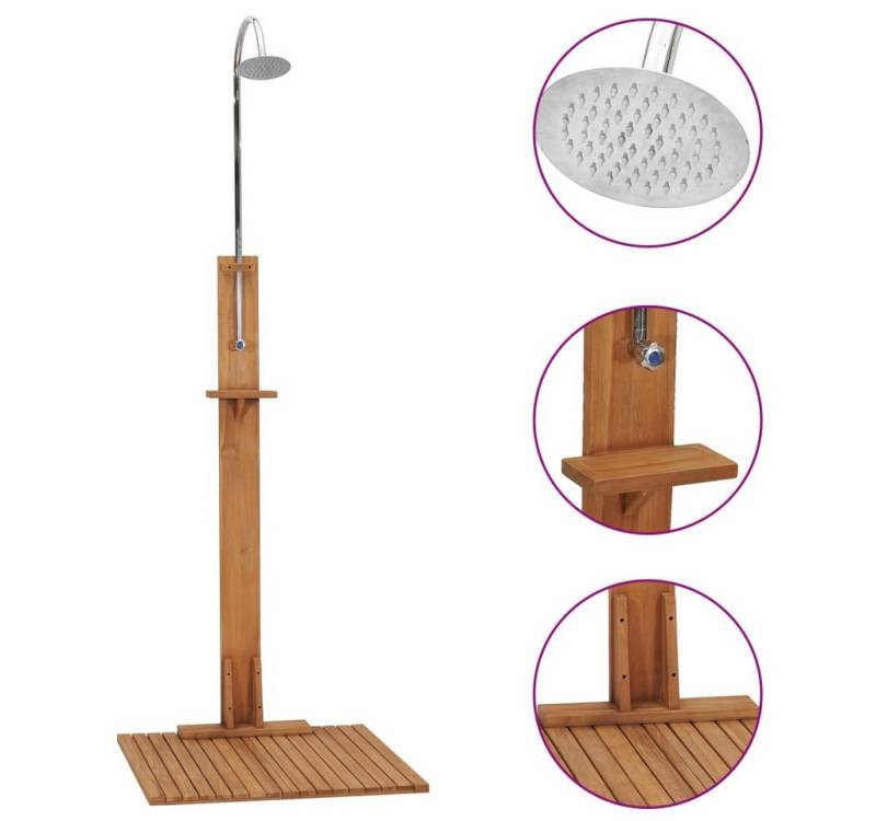 vidaXL Gartendusche Gartendusche 75x75x210 cm Massivholz Teak Holz von vidaXL