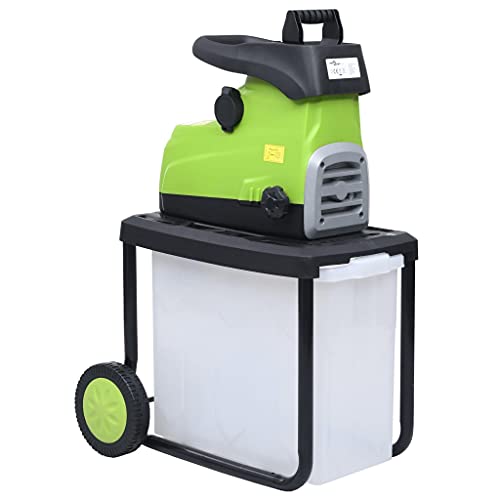 vidaXL Gartenhäcksler Elektrisch mit Auffangbox Leisehäcksler Häcksler Holzhäcksler Elektrohäcksler Walzenhäcksler Schredder 2800W von vidaXL