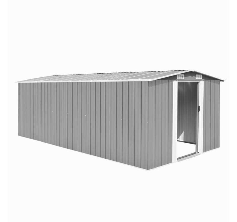 vidaXL Gartenhaus Gerätehaus 257x489x181 cm Metall Grau von vidaXL
