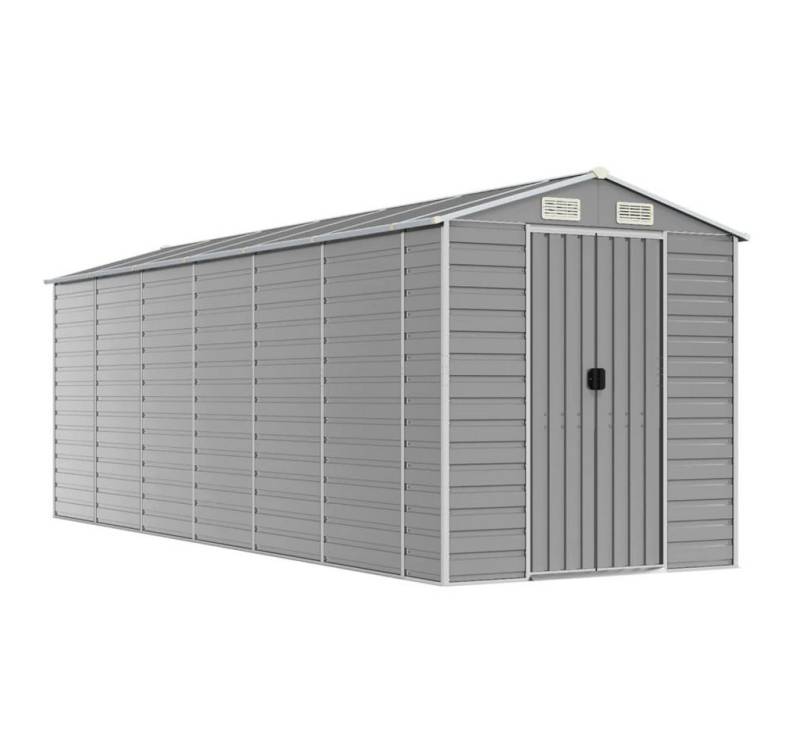 vidaXL Gartenhaus Gerätehaus Hellgrau 191x555x198 cm Verzinkter Stahl von vidaXL
