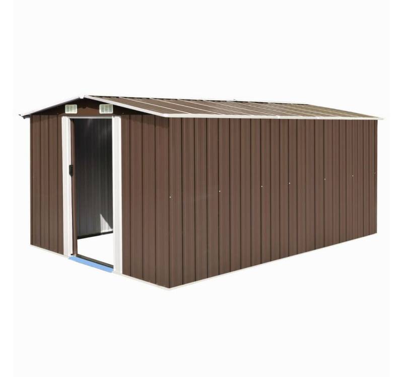 vidaXL Gartenhaus Gerätehaus 257x392x181 cm Metall Braun von vidaXL