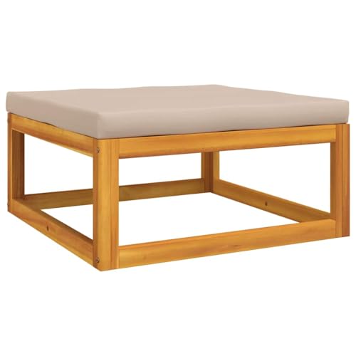 vidaXL Gartenhocker, Sitzhocker mit Kissen, Modular Holz Hocker für Garten Terrasse, Fußhocker Gartenmöbel, Taupe Massivholz Akazie von vidaXL