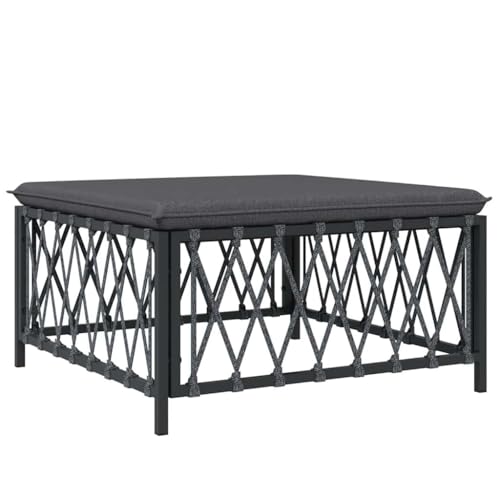 vidaXL Gartenhocker, Sitzhocker mit Kissen Stahlrahmen, Modular Hocker für Garten Terrasse, Fußhocker Fußschemel Gartenmöbel, Anthrazit Gewebe von vidaXL