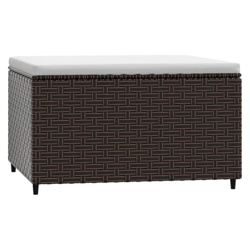 vidaXL Gartenhocker, Sitzhocker mit Kissen Stahlrahmen, Modular Hocker für Garten Terrasse, Fußhocker Gartenmöbel, Braun Poly Rattan von vidaXL