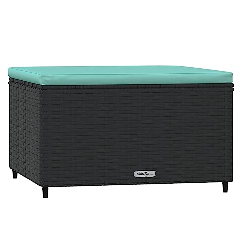 vidaXL Gartenhocker 2 STK., Sitzhocker mit Kissen Stahlrahmen, Modular Hocker für Garten Terrasse, Fußhocker Gartenmöbel, Schwarz Poly Rattan von vidaXL