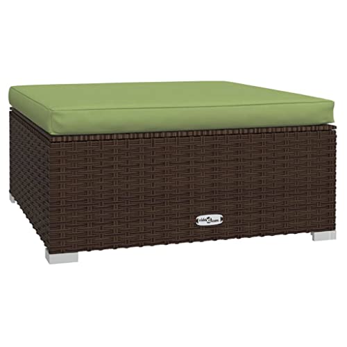 vidaXL Gartenhocker mit Kissen Sitzhocker Hocker Rattanhocker Gartenmöbel Terrassenhocker Fußstütze Stahlrahmen Braun 70x70x30cm Poly Rattan von vidaXL