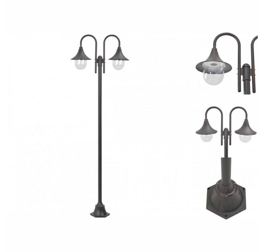 vidaXL Gartenleuchte Garten-Pollerleuchte E27 220 cm Aluminium 2-Laterne Bronze Gartenlampe vidaXL Gartenleuchte Garten-Pollerleuchte E27 220 cm Aluminium 2-Laterne Bronze Gartenlampe von vidaXL