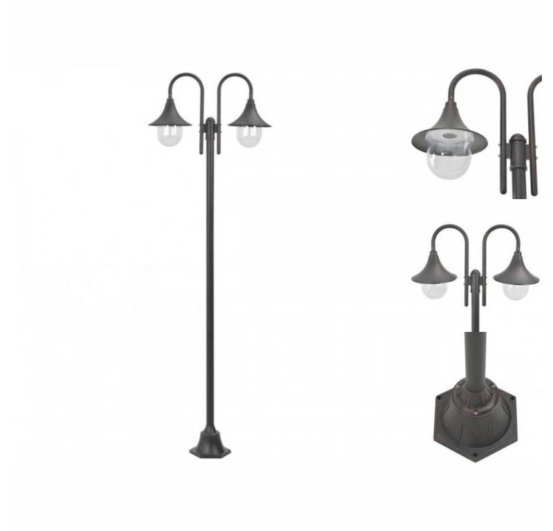vidaXL Gartenleuchte Garten-Pollerleuchte E27 220 cm Aluminium 2-Laterne Bronze Gartenlampe vidaXL Gartenleuchte Garten-Pollerleuchte E27 220 cm Aluminium 2-Laterne Bronze Gartenlampe von vidaXL