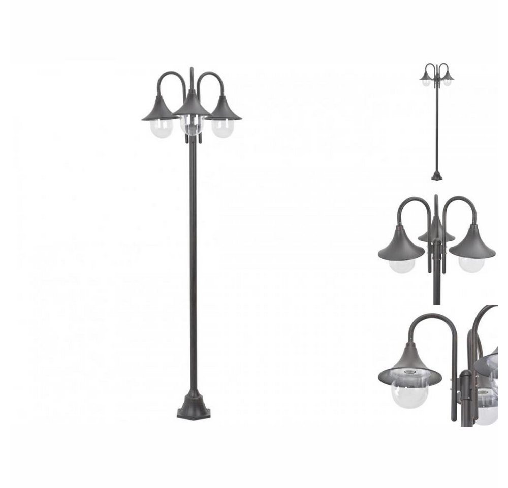 vidaXL Gartenleuchte Garten-Pollerleuchte E27 220 cm Aluminium 3-Laterne Bronze Gartenlampe vidaXL Gartenleuchte Garten-Pollerleuchte E27 220 cm Aluminium 3-Laterne Bronze Gartenlampe von vidaXL
